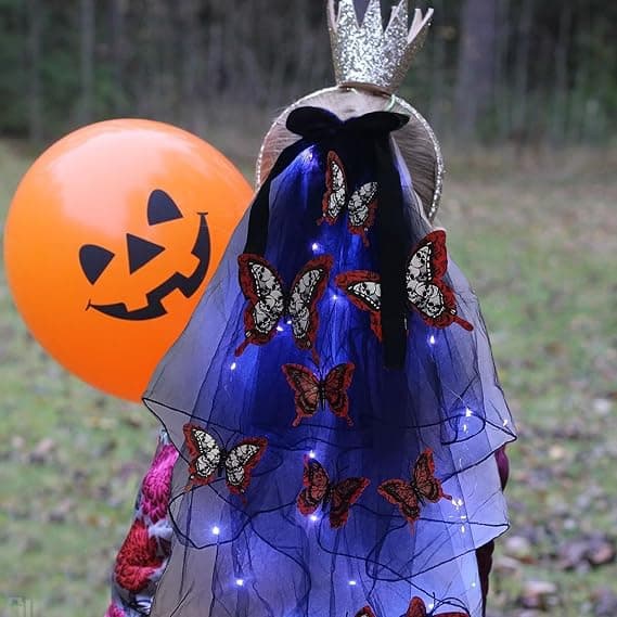 Generisk tylhovedslør til Halloween, lysende tylhovedbeklædning til fester med (J)