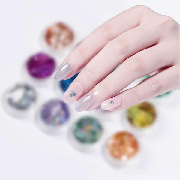 Hjerteformet manicure-dekoration negle-pailletter til 1 sæt assorterede farver[J]