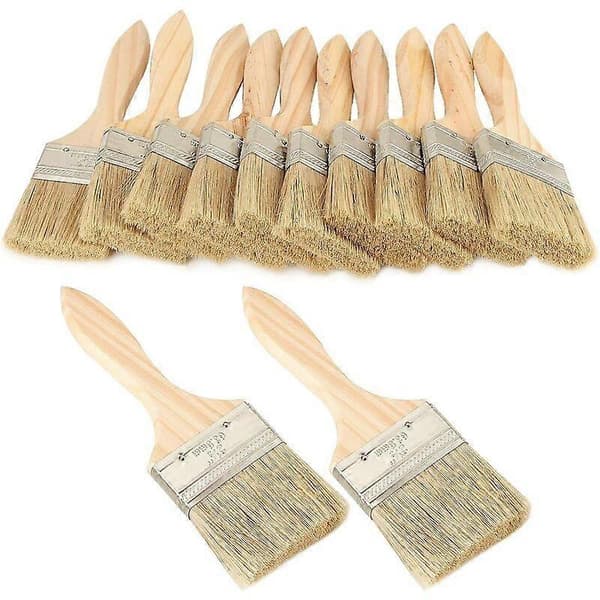 12-pack professionella målarpenslar, platta målarpenslar med trähandtag