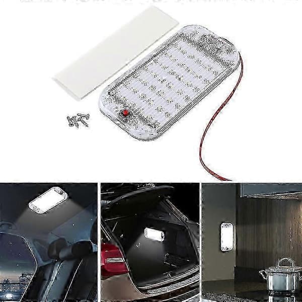 12-85V RV LED indvendig loftslampe, 6 tommer, 10W, 48 LED'er, afbryderstyring, klæbemiddel eller skruemontering B