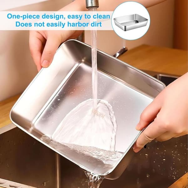 Set med 3 brödformar i rostfritt stål med lock - Rektangulära - 25 × 19 × 5 cm - Tål diskmaskin