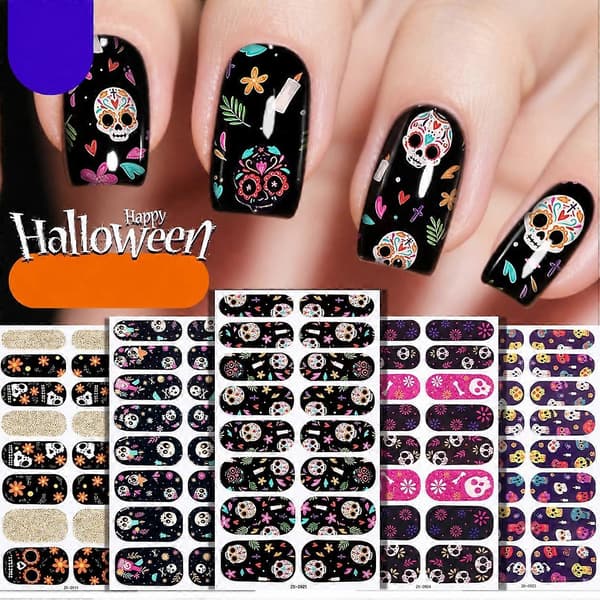 Selvlysende Halloween-negledesign - Neglefoliesett