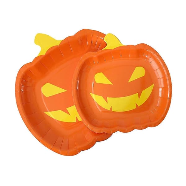 10 delar/set Halloween Pumpa Papperstallrik Bricka Heminredning Middagstallrik[J] S
