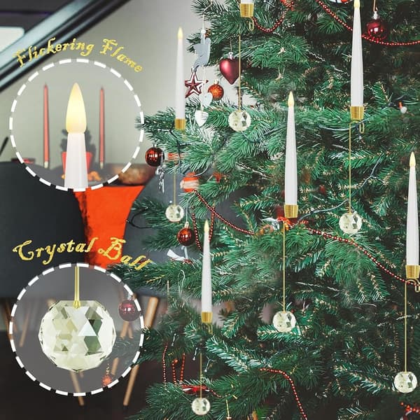 Julelys, 6-pak, LED perlekuglekrogepynt, juletræspynt (J)