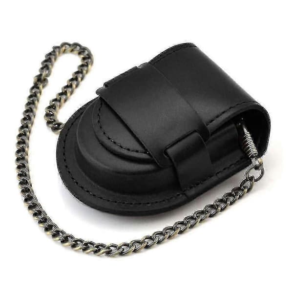 Nahkainen kellopussi taskukellon pidike ketjulla taskukellon kotelo [MI][J] Black Silver chain