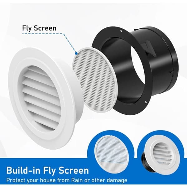 150 mm ventilationsmunstycke med skyddsgaller - ABS (Ø150 mm)