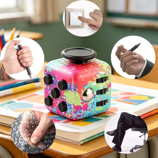 Fidget Cube - Anti-stress terning - Stresslindrende Rubik's terning legetøj - Rubik's terning med uendelige blokke - Lindrende Rubik (J)
