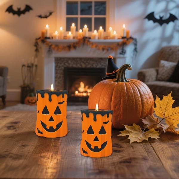 Non-stick glat silikone Halloween græskar lysform til håndværk, sæbe- og chokoladefremstilling (J)