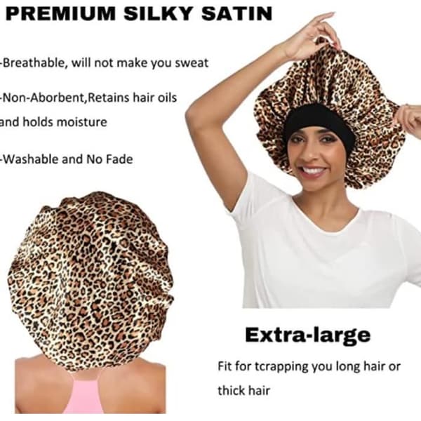 Sateng nattlue - 3-delt sett - Svart, rød, leopardmønster - Elastisk komfort - Antistatisk Black, Red, Leopard