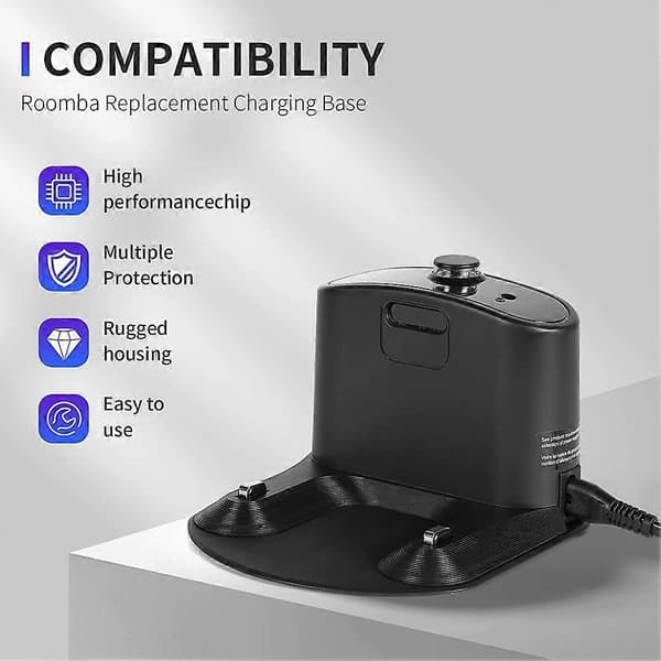 Laderdokkingstasjon for IRobot Roomba E5 E6 I1 I3 I4 I6 I7 I8 500 600 700 800 900-serien ladebase US-plugg[J]