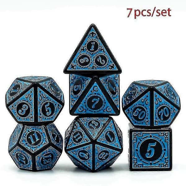 7 stk/sett terninger Dnd D4~d20 Rune Window Lattice Polyhedral terninger for Warhammer rollespill brettkortspill Rpg D&dblue[J]