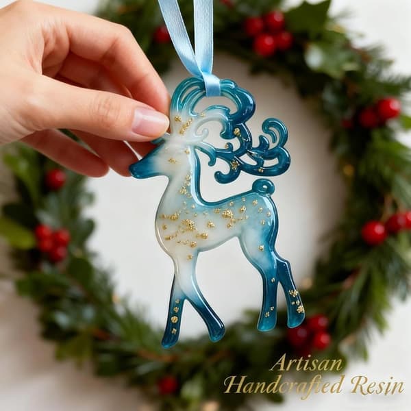 2D akryl juletræsornament, rensdyrvedhæng, 8 cm (J)