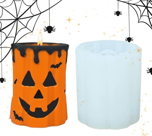 Non-stick glat silikone Halloween græskar lysform til håndværk, sæbe- og chokoladefremstilling (J)