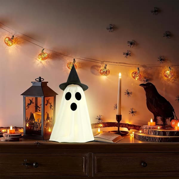 Halloween havepynt med lysende spøgelser, udendørs havepynt (J)
