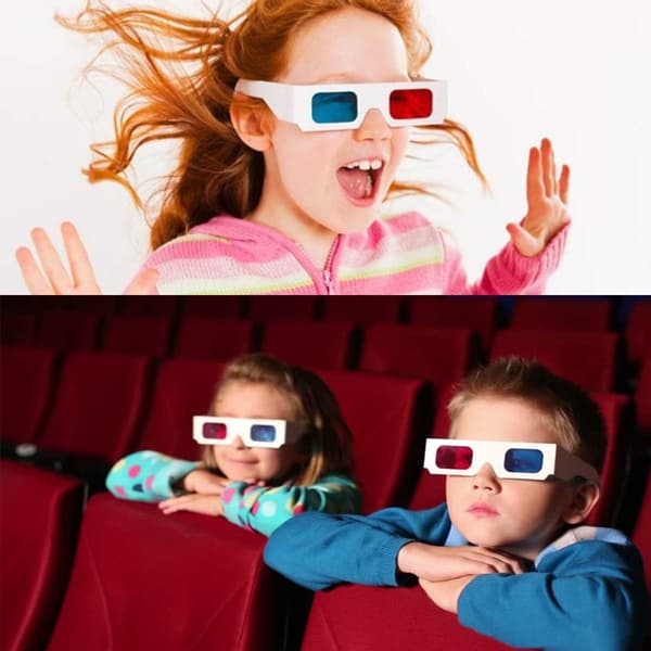 20 par røde og blå papir 3D-briller for filmdekorasjon