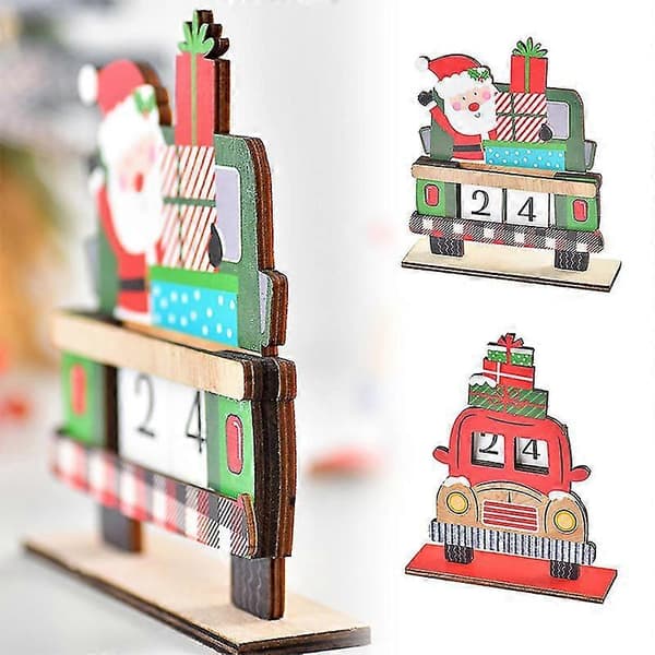 DIY Montert Malte Julekalenderpynt i Tre for Barn Red 1 pc