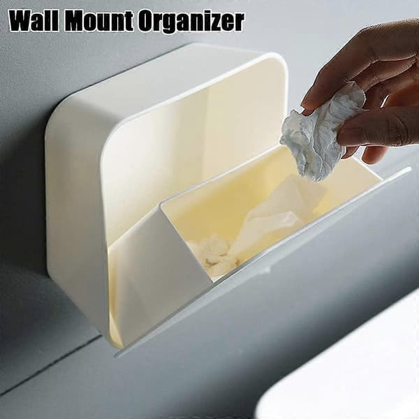 Qtip Holder Veggmontering, Oppbevaringsboks for Bomullspinner, for Bomullsballer, Bomullspinner, Q-Tips, Bomullsrunder, Oppbevaringsbeholder for Sminkepads[J]