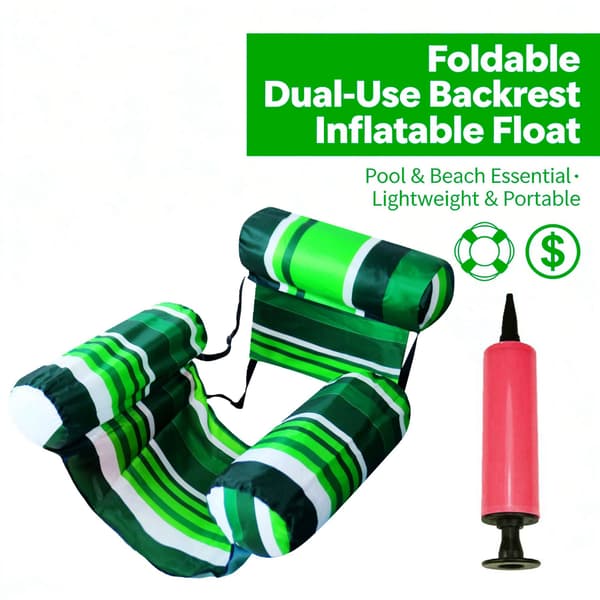 Uppblåsbara flytande vattenstolar, med luftpump (randig grön)