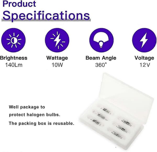 Halogenlampor 12-pack 10W 12V 2800K Klara kapslar för köksfläkt Vardagsrum Sovrum