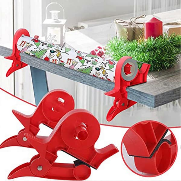 4 st tejpdispenser julklappspapper bordsklämma - bordsinpackningsverktyg, julklappstejpdispenser Red