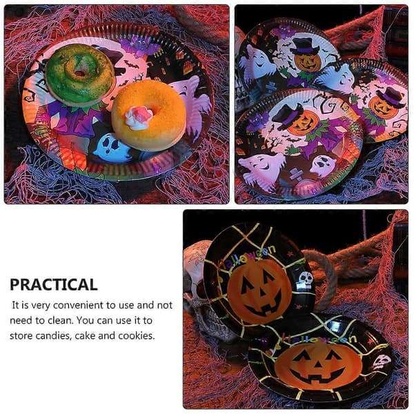 Halloween Supplies Papperstallrik Festtallrik för Evenemangsbruk 2 Set[J]