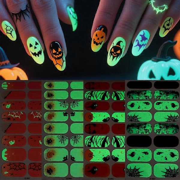 Selvlysende Halloween-negledesign - Neglefoliesett