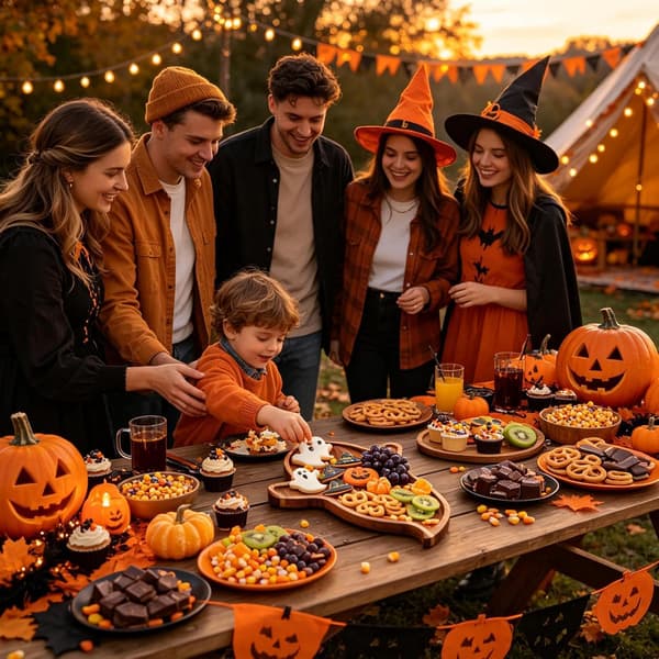 Festlig spök-tema träbricka för Halloween-aptitretare (JJ)
