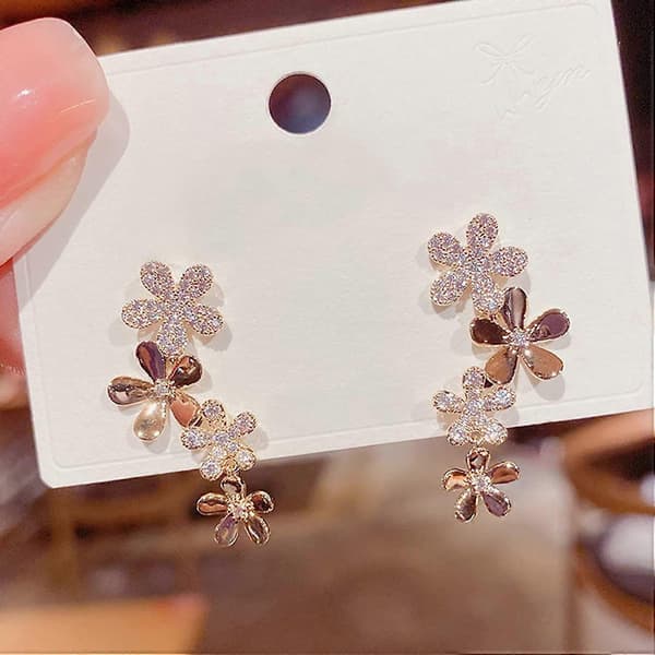 Delikate bøyleøreringer Blomster Dingle Statement Øredobber Blomsterlappeteppe Øredobber Boho Dråpeøreringer Statement Stud Øredobber for kvinner jenter B[J]
