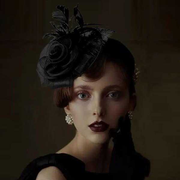 Dame Brudehatte Multifunktionel Linned Cloche Størrelse L
