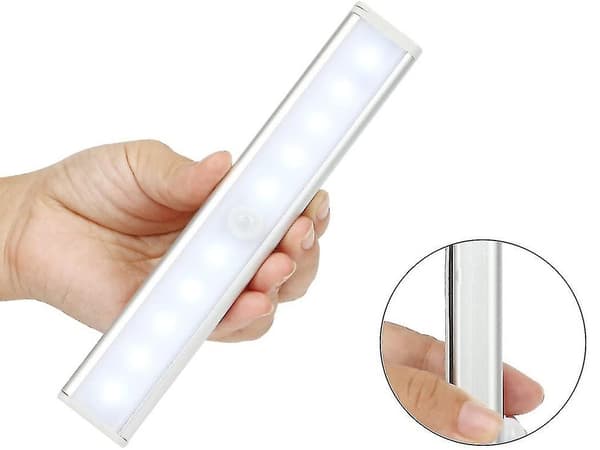 Garderobelys med bevegelsessensor / Selvklebende LED-lys - 19 cm