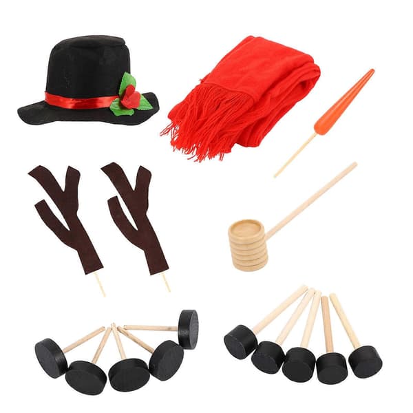 Snögubbe Dekorationskit 16-Delars Set Inkluderar Halsduk och Hatt