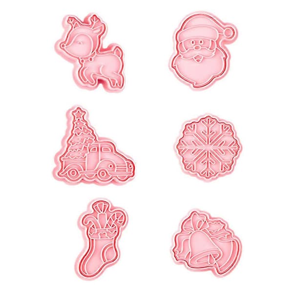 Julekjeksform Plastmateriale Glasur Godteri Fondant Push-type Husholdningssett Bakekakekutter for barn[J] Multicolor