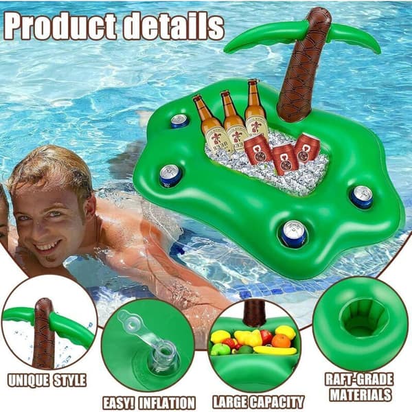 Oppblåsbar koppholder til basseng. 4 hull. Oppblåsbart bassengtilbehør. Perfekt til strandfest.