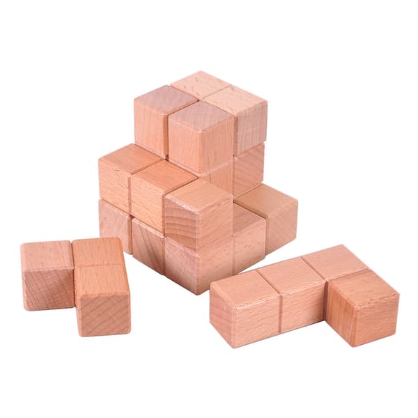 Träkub - logiikkapeli - giljotiinilogiikkapeli - 3D