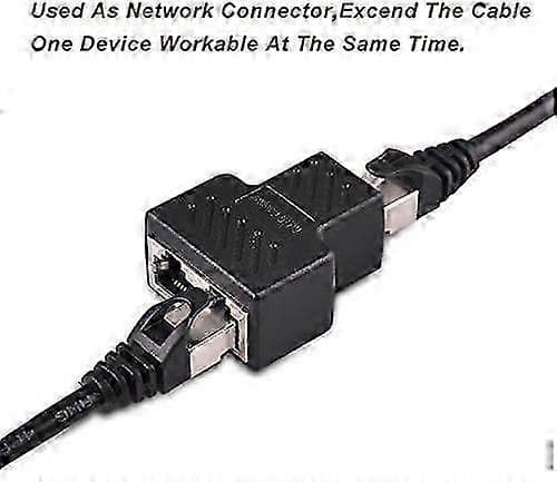 RJ45 Splitter Stik Adapter 1 til 2 Ethernet Splitter Kobling Dobbelt Stik HUB Interface Kontakt Modulært Stik Forbind Netværk LAN Internet C[J]