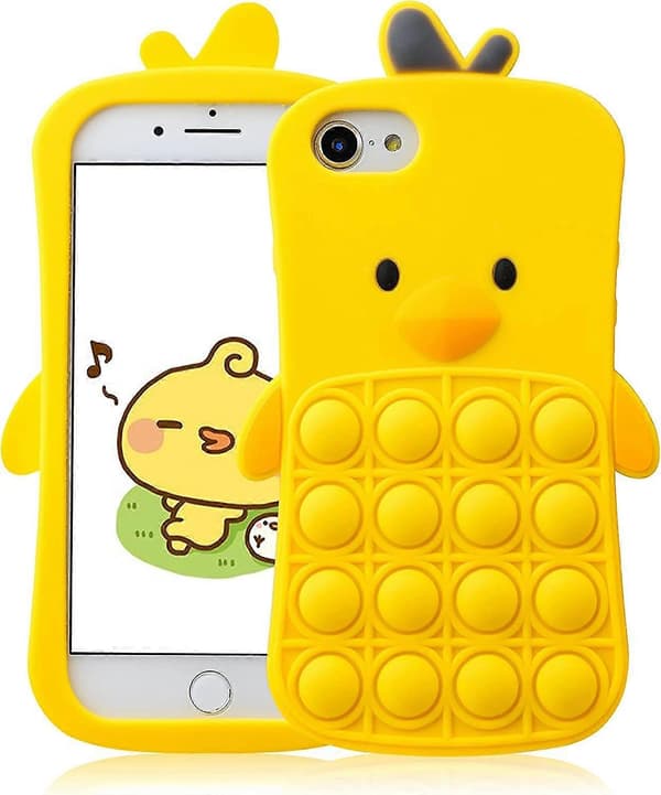 Gul kylling til iPhone 6 Plus/6S Plus/7 Plus/8 Plus deksel silikondeksel? Design morsomt søtt unikt fidget estetisk deksel til gutter og jenter [J]