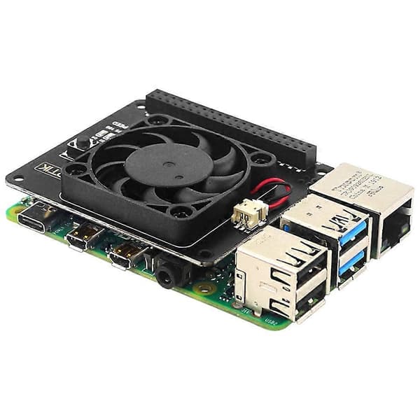 Argon FAN HAT til Raspberry Pi 4B 3B+ 3B Temperaturstyret blæser med funktionsafbryder understøtter Argon NEO-kabinet[J] Black