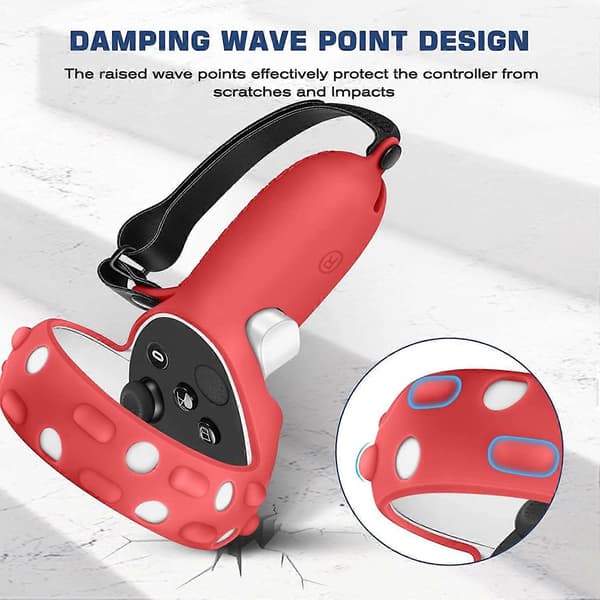 Silikon Touch Controller Greppskydd för Oculus Newest Quest 2, Skyddande och Halkfritt VR Gaming Headset Controller Sleeve Cover (Röd)[J]