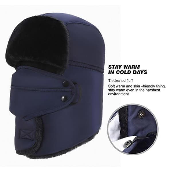 Varm och snygg skid-pilotmössa NavyBlue
