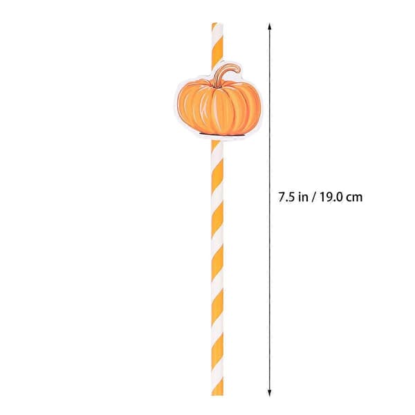 Halloween papperssugrör pumpa pappersrandiga sugrör för dekoration 40 st