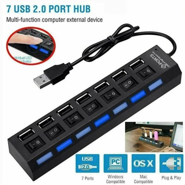 USB-keskitin USB-sovitin Multiportit Käytä virtalähdejatketta