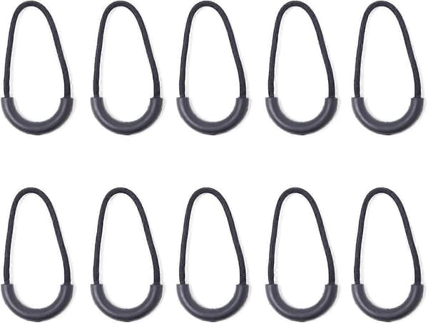 10-pack kraftiga nylonblixtlås, U-formad svart dragsko