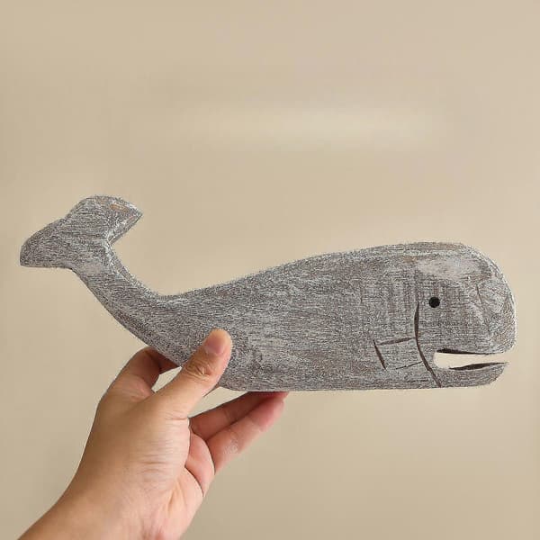 Hval Treskulptur Rustikk Skrivebordsornament 7 tommer