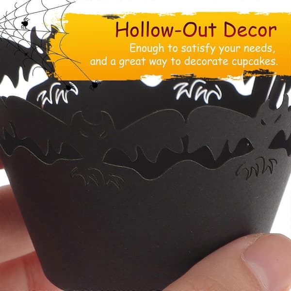Halloween Kake Papir Svart Uthult Wrapper for Baking 24 stk