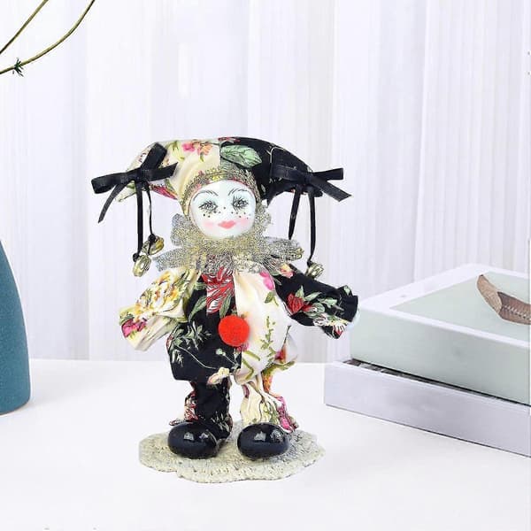 Rolig 18 cm Harlekin Porslinsdocka Clown Figur