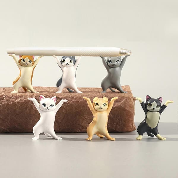 Stk. Dansende Kat Figur Pen Holder Model Legetøj Sjov Kat Ornament Til Computerbord