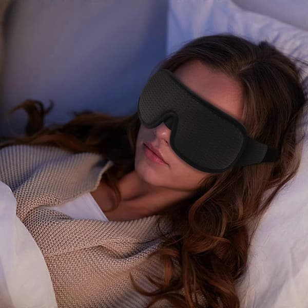 Ergonomisk sovmask, andningsbart minnesskum, hudvänligt tyg Black