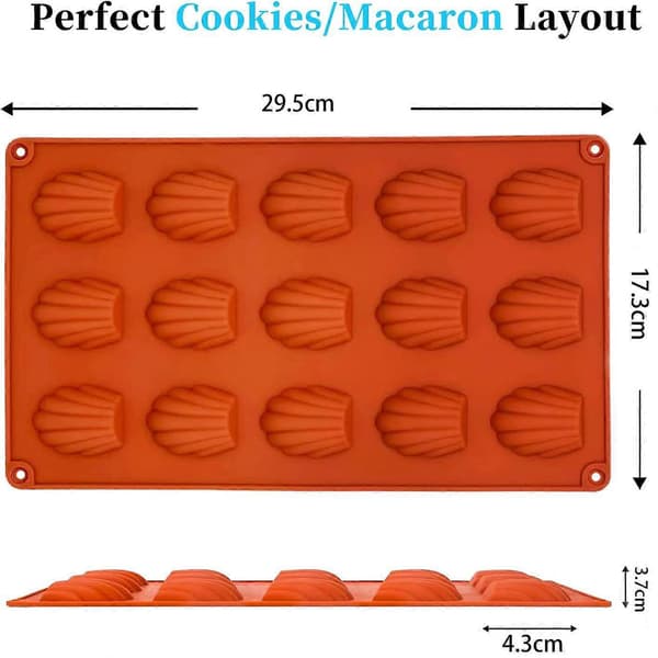 Sett med 2 mini madeleineformer, silikon madeleine kakeform, 15 hull madeleine bakeform [XR][J]