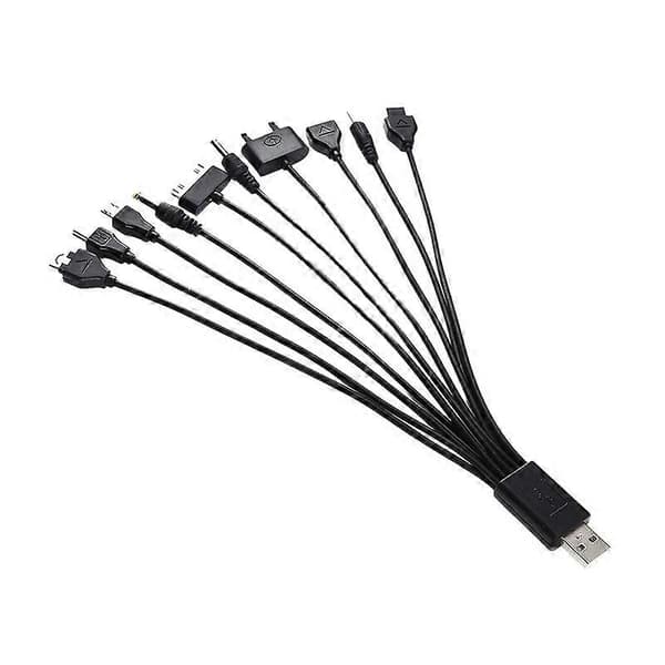 Multi Line Pin Oplader 10 i 1 Universal USB Kabel Telefon Mobiler Adapterledning