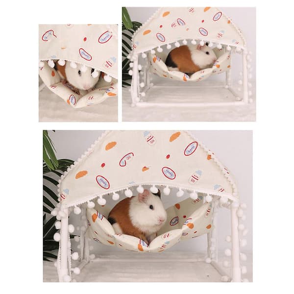Härlig sovande säng gnagarhammock litet hus hamstergömställen bur för små husdjur rosa[J] Pink